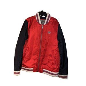 Levi’s Bomber Jacket Size Large Red Blue Color zipper For Women Comfortable Warm